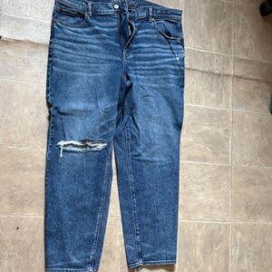 American Eagle Outfitters Blue Distressed Straight Leg Jeans